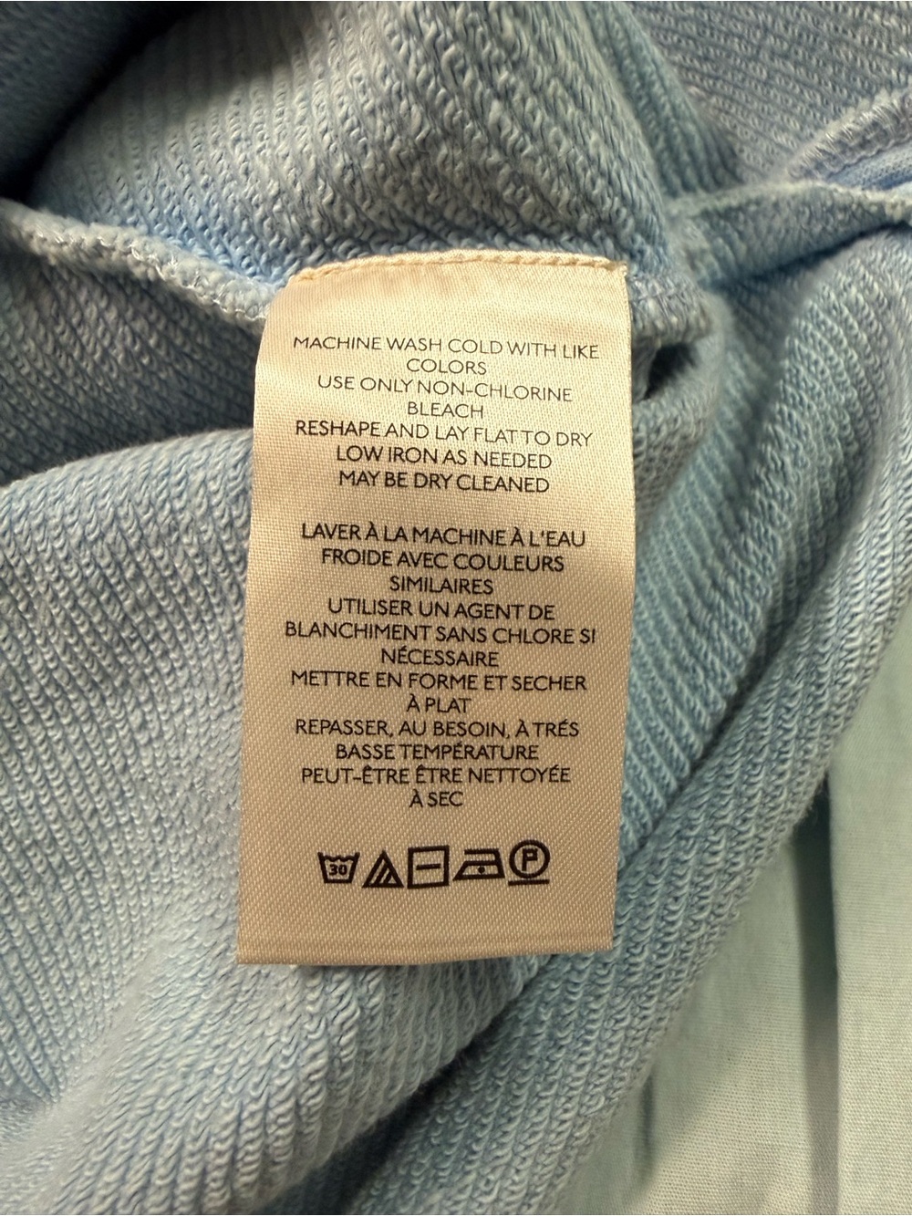 Pilcro Anthropologie Mixed Media Puff Sleeve Sweatshirt in Light Blue Sz Medium - Picture 8 of 9